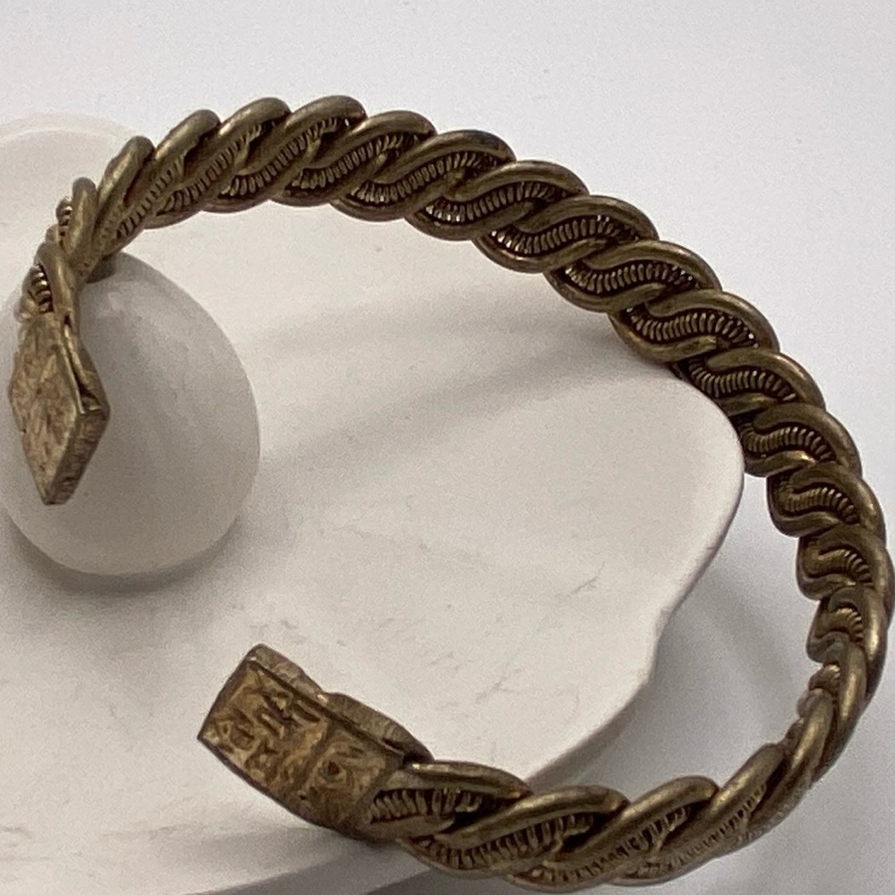 Vintage Chinese Coiled Brass Bracelet 2 1/2” with 1/2” Opening
